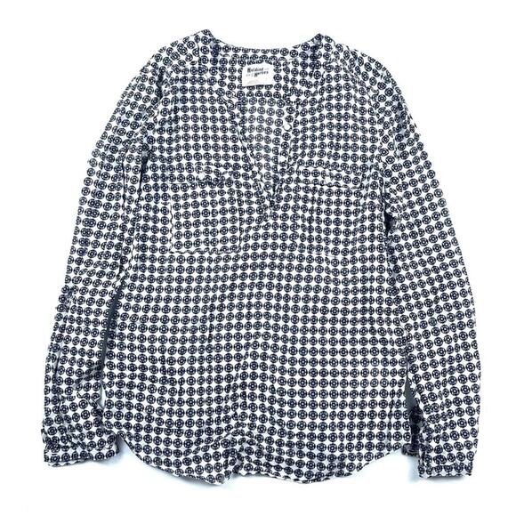 Holding Horses Eyelet Print Popover Tunic Roll Sleeve - Picture 1 of 3